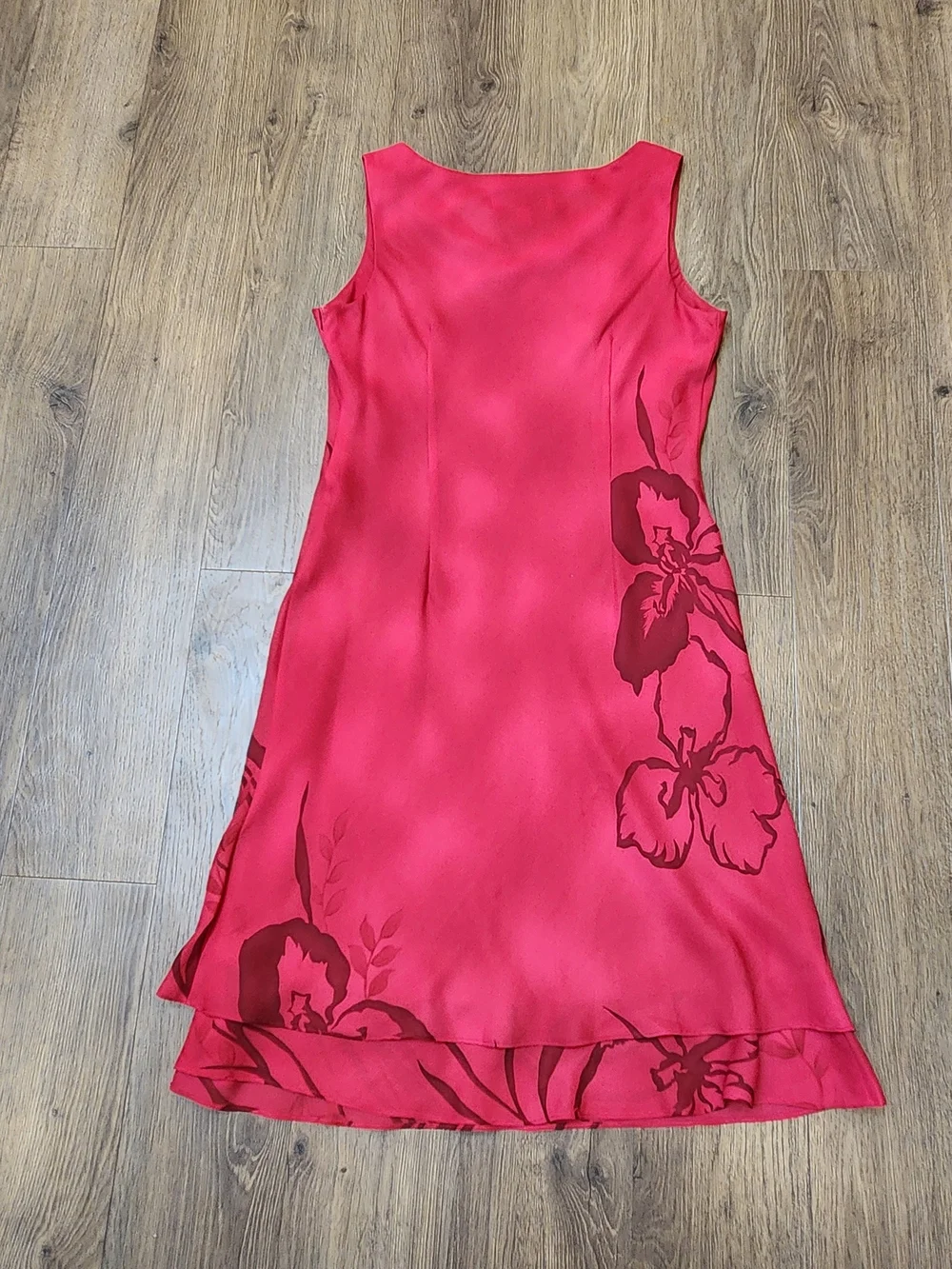 VINTAGE 90s Donna Ricco Red Floral Botanical Shift Dress - 12 - Picture 2 of 8